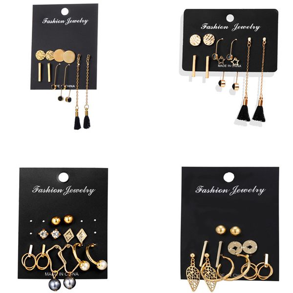 

newbuy fashion gold color earring sets for women girl geometric long tassel dangle earrings femme brincos bijoux, Silver