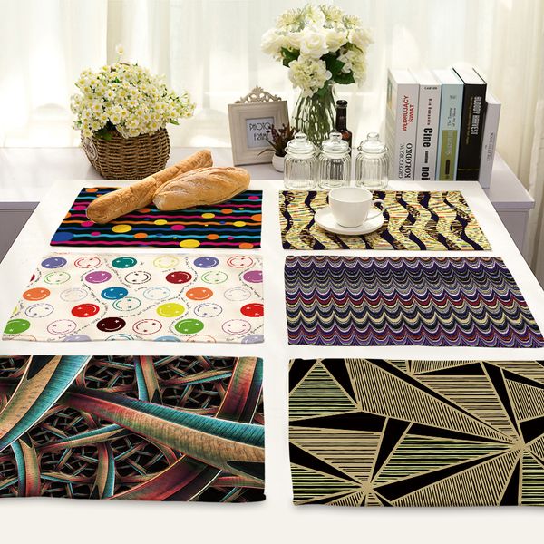 

cammitever geometry bar ripple wave point table placement mat cotton pad tableware
