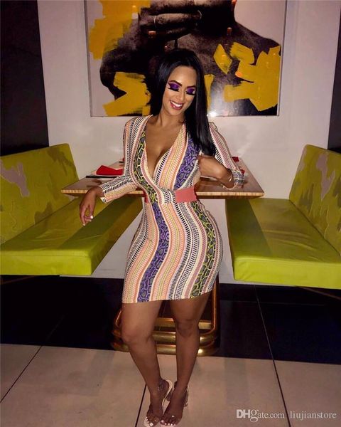 

осень женщина контраст цвета платье sexy глубокого v шея bodycon платье модельеры с длинным рукавом платье, Black;gray