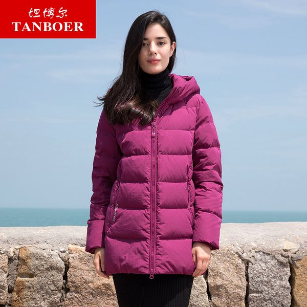 

tanboer women's down jacket 2018 new arrival winter coat light weight warm thick down coat female slim jacket tb18526, Black