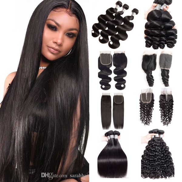 Brazilian Body Wave Human Hair Weaves 3 Bundles With 4x4 Lace