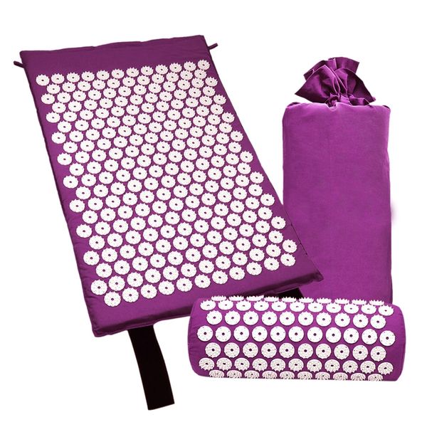 

acupressure massage mat with pillow for stress/pain/tension relief body relax