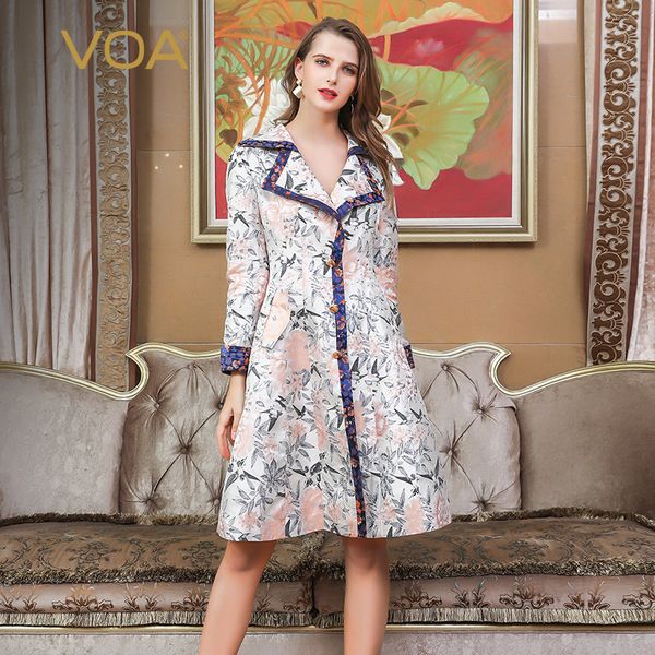 

voa silk trench coat rococo romance floral outerwear autumn elegant vintage ladies long sleeve large size slim clothes fall f325, Tan;black