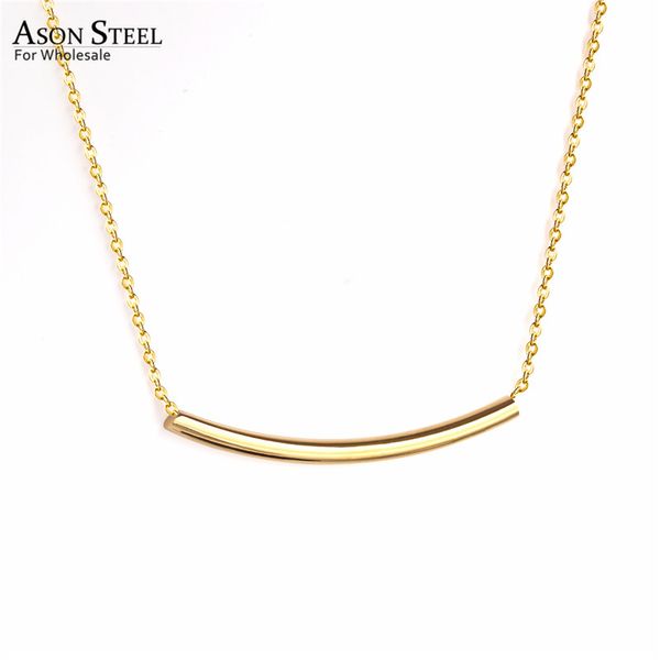 

asonsteel new 316l stainless steel curve tube pendants necklaces gold/silver collars chains necklaces party gift wholesale