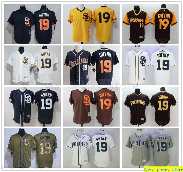 

2019 mens youth women kids #19 tony gwynn baseball jersey home away blue white grey cream brown camo pullover retro cool base stitched, Blue;black
