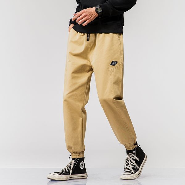 

men's casual pants regular style comfortable pure color cotton men trousers 2020 new spring khaki fashion casual pants male, Black