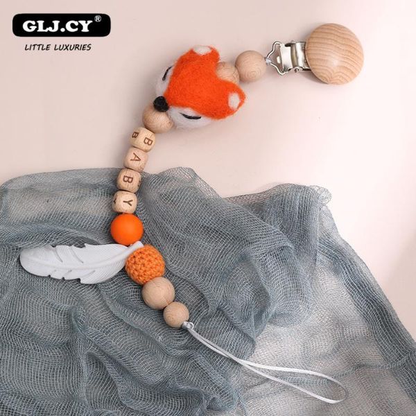 

baby pacifier clips cartoon wood nipple holder personalized alphabet beads baby teething chain gifts for boys and girls