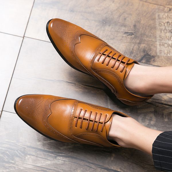 

oxford shoes pu leather pointed toe shoes large size low casual brogue plus size 38-48, Black