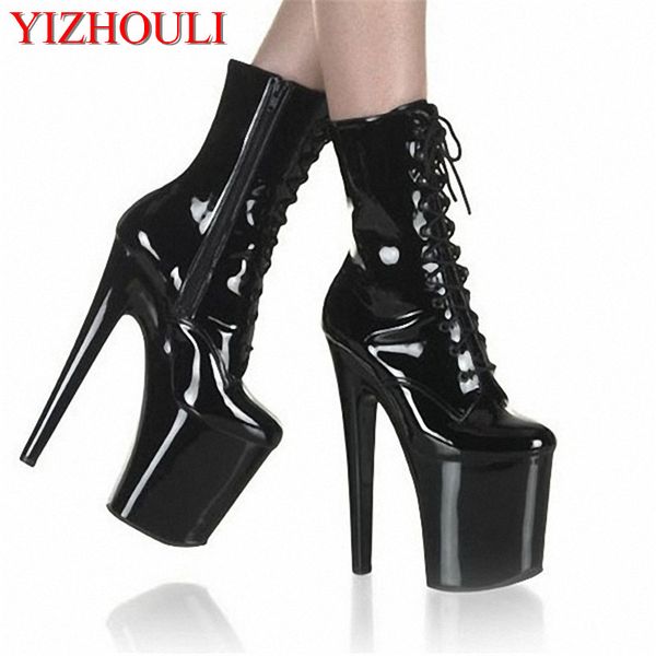 

high-heeled cavalier women's short boots, black autumn and winter 20 cm high women's shoes, stage banquet walking boots