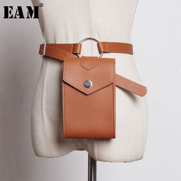 

eam] pu leather metal circle mini-bag small buckle belt personality women new fashion all-match autumn winter 2019 1a05700, Black;brown