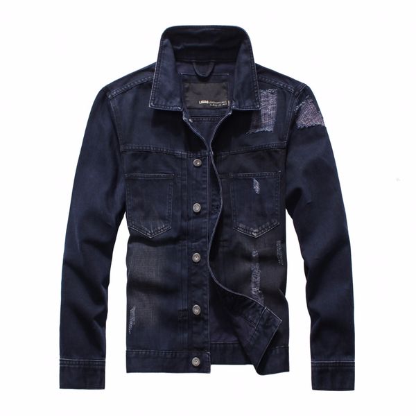 

men jean jacket men denim jackets for stand collar 100% cotton outerwear jean jacket, Black;brown