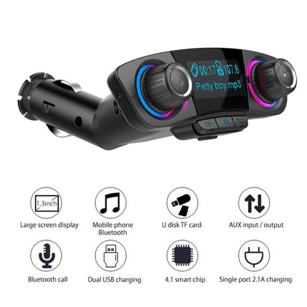 

dual usb port car mp3 player fm transmitter bluetooth 4.0 mp3 player handsbluetooth car kit radio audio with 5v2.1a
