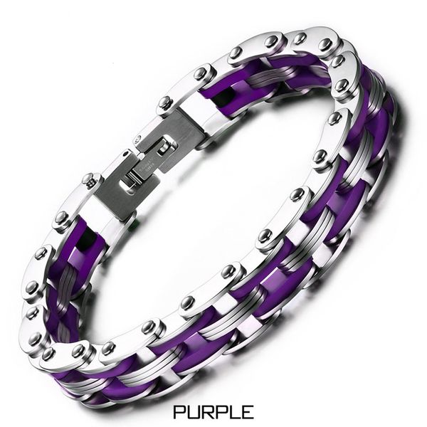 

titanium & silicone men motor bicycle chain bracelets cuff wristbands punk jewelry male brace lace motorcycles pulsera 8 color, Black
