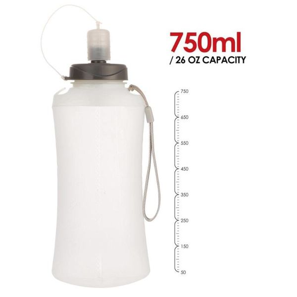 

750ml sports kettle soft silicone foldable water bottle pouch portable outdoor hiking camping water kettle single layer