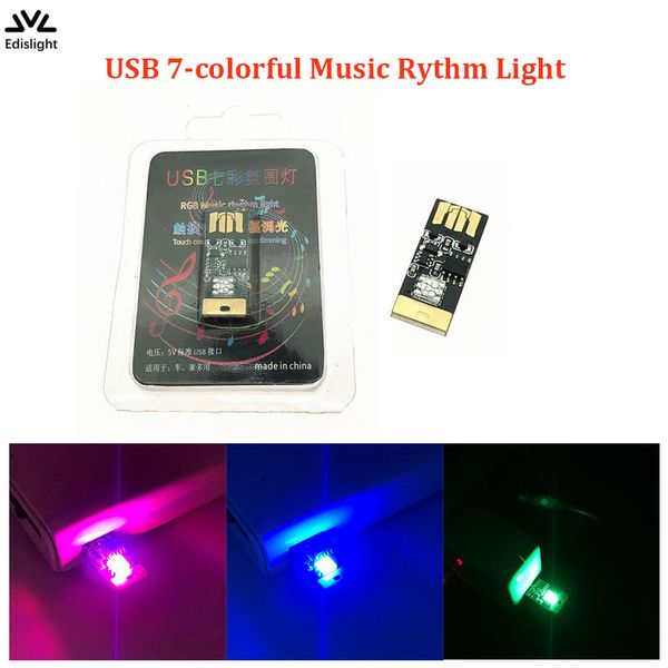 

1piece t10 usb led colorful acoustic atmosphere light touch change color ajdusting brightness car styling source mood lamp