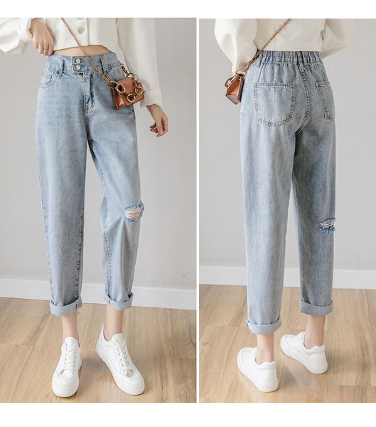 

violet mop the floor long straight jeans women loose kuo, Blue