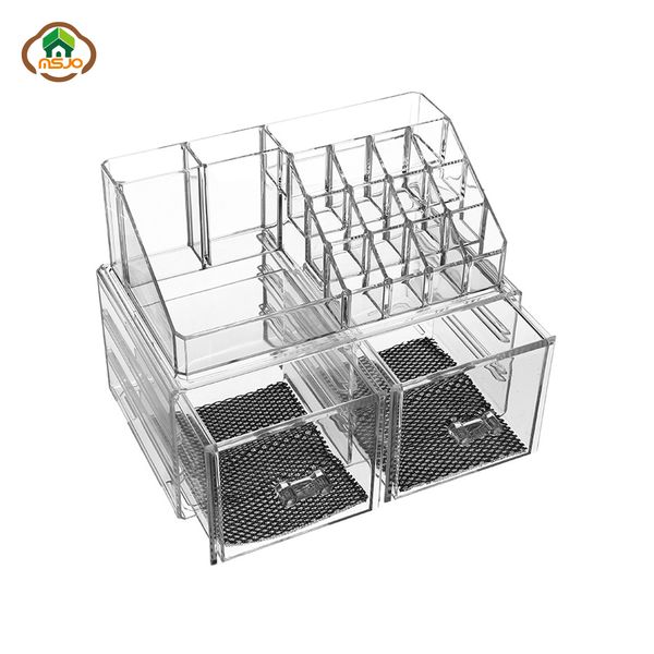 

msjo makeup organizers box organizer for cosmetics 2 layer drawers desk jewelry box acrylic lipstick organizer storage case
