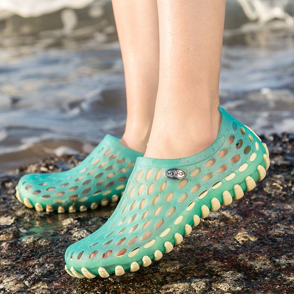 

lovers beach sandals men women breathable massage sole fashion leisure pvc material lightweight spring summer beach slippers, Black