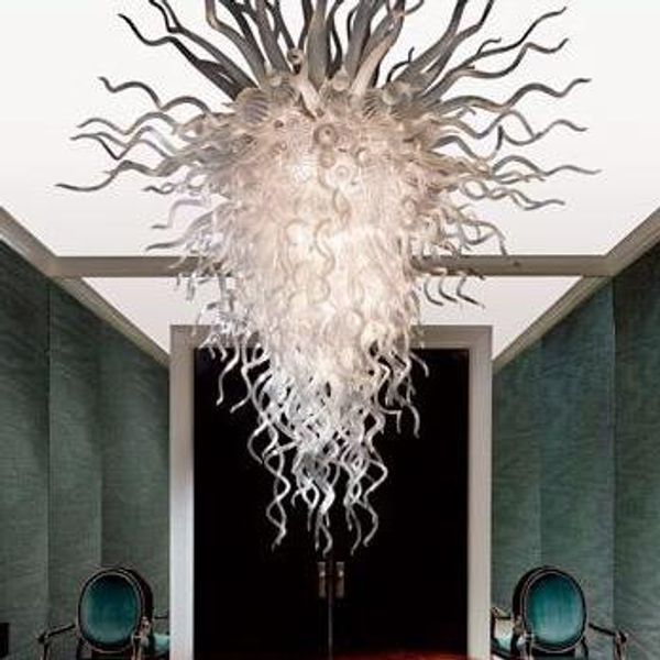 

european style living room white color glass crystal chandelier light style hand blown glass chain hanging chandelier