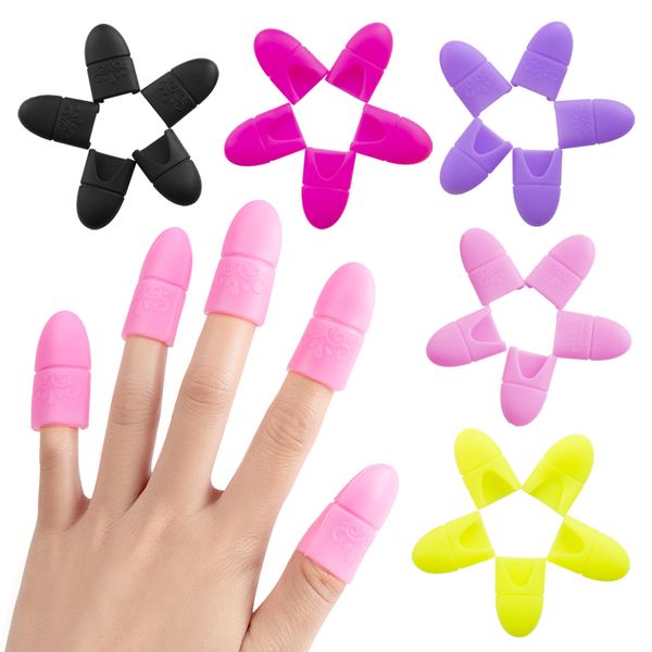 5pcs Nagel-Kunst-Gel Polish Remover Wrap Silikon Elastic tränken weg Caps Maniküre Gummi Reinigung Entfetter Wiederverwendbare Varnish Werkzeug