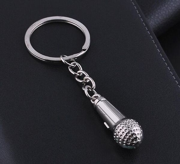 Musikliebhaber Modeschmuck Mikrofon Charm Schlüsselanhänger Edelstahl Porte Clef Schlüsselanhänger für Männer Frauen Persönlichkeit Geschenk