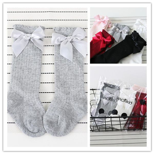 

striped long socks baby kids casual cotton stockings bowknot knee-high sock girls spring mid-calf stockings socks solid color hosiery e3602, Pink;yellow