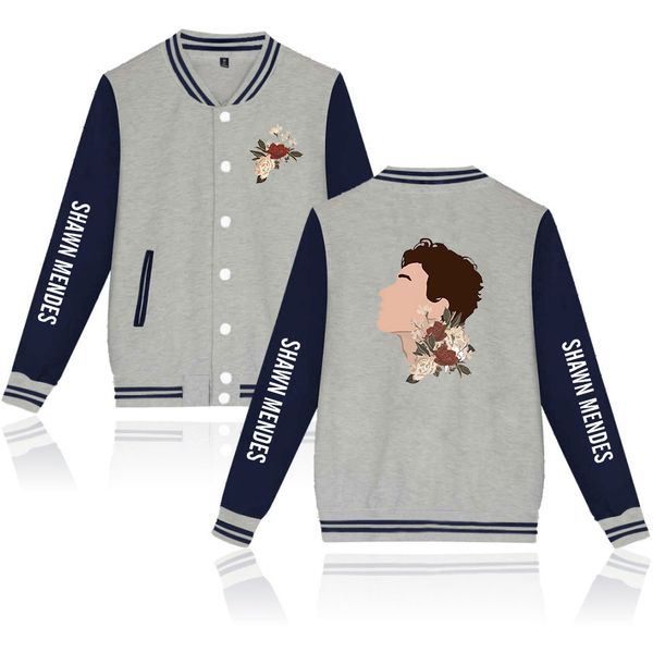 

2019 popular new shawn mendes grey jacket men/women personality handsome singer song senorita shawn mendes baseball jacket, Black;brown