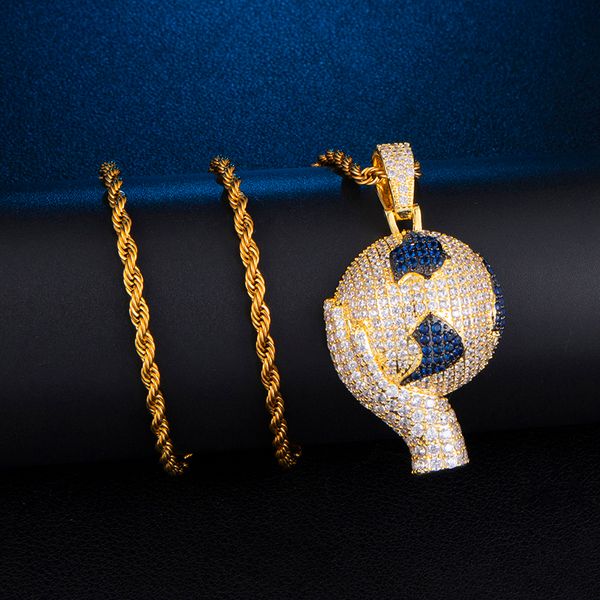

us7 bling iced out world in your hands pendant&necklaces hip hop micro paved cz necklace men's jewelry gift, Silver