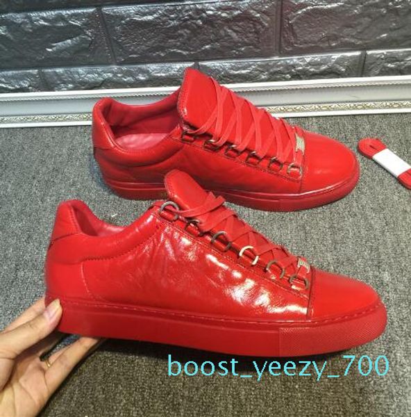 

2017 new designer name brand man casual shoes flat kanye west fashion wrinkled leather lace-up low cut trainers runaway arena size 46 b70, Black