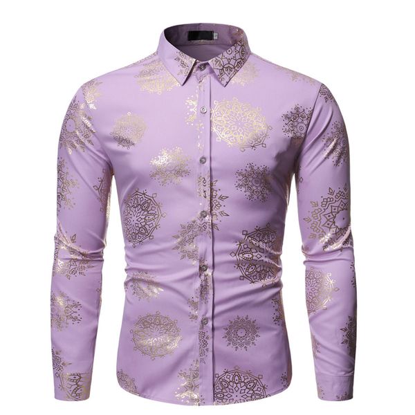 

autumn men shirts casual slim fit streetwear blouse printed colorful lapel black white button up dress shirt long sleeve, White;black