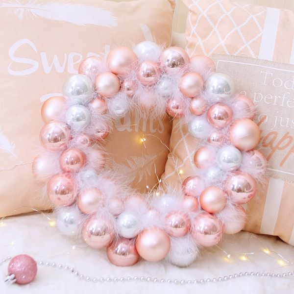 

1pc christmas ball wreath garland with feathers holiday home wall decor beautiful wedding decoration festive supplies