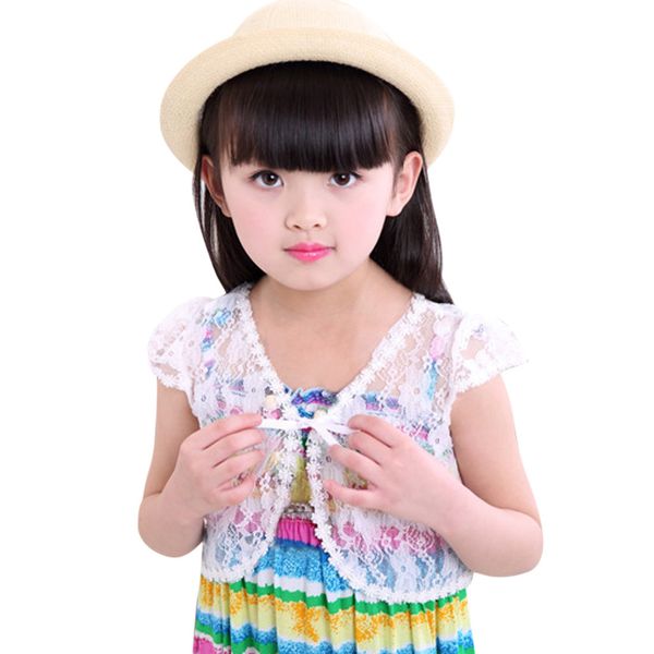

huang neeky w#5 fashion daily children kid girls bolero jacket wedding short outerwear summer lace shawl coat, White;black