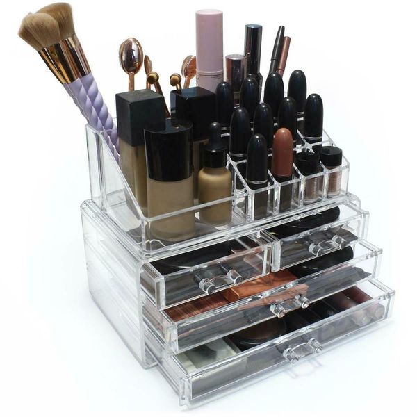 

clear cosmetic organiser acrylic makeup drawer holder jewellery case box storage