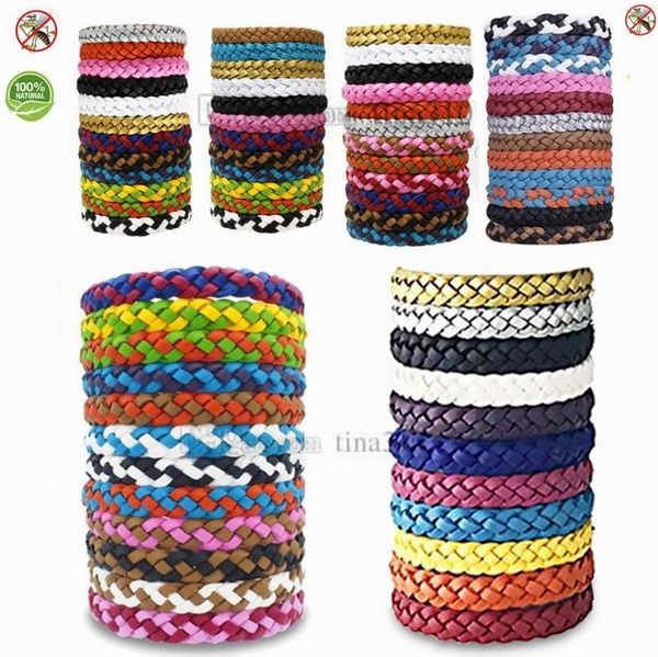 

new creative leather mosquito repellent wristband band bracelets anti mosquito pure natural adults children wrist band pest control i539