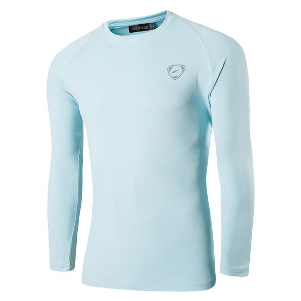 

jeansian men's upf 50+ uv sun protection outdoor long sleeve tee shirt tshirt t-shirt beach summer la245 lightblue2, White;black