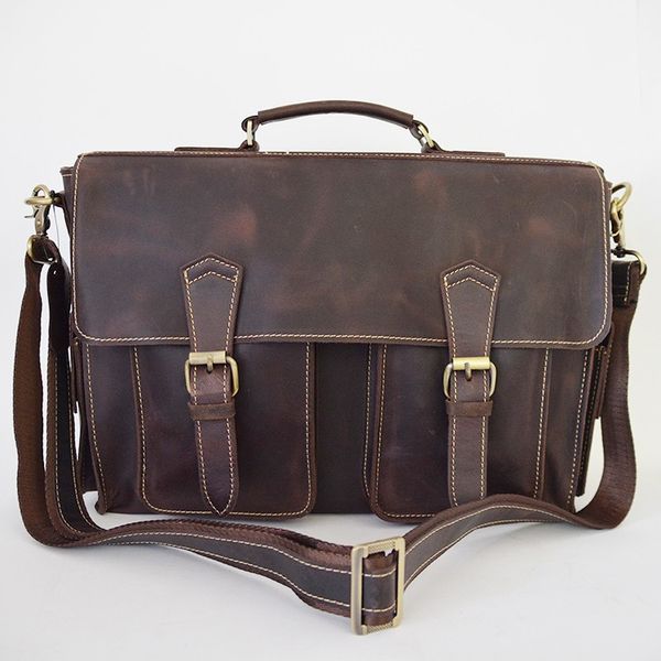 

luufan briefcase man with removable strap lightweight pen pockets fit 15''pc books files large capacity crazy horse leather