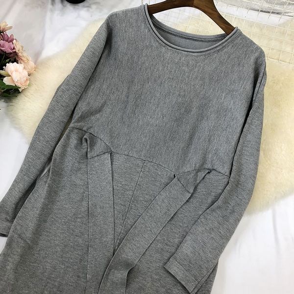 

autumn winter o neck long sleeve solid color ladies loose casual women dress lady bodycon robe dresses s -in dresses from women, Black;gray