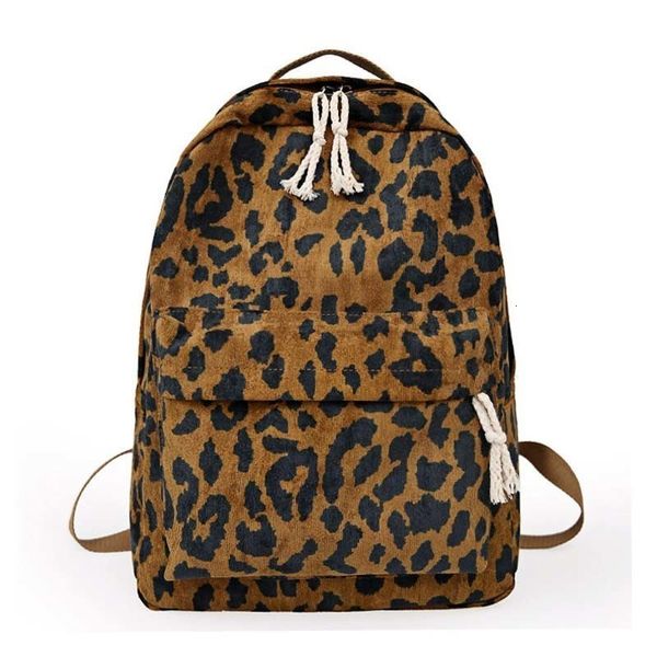 

fashion female backpack leopard print corduroy dual-straps woman travel backpack large capacity girl school shoulder bag xa587wb
