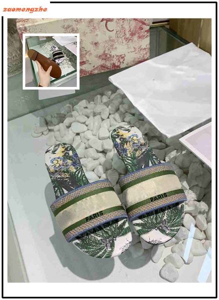 

new dazzle flowers women designer slippers flat bottom embroidery sandal floral brocade slipper beach causal sandals, Black