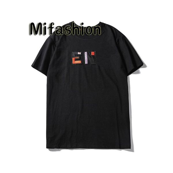 

2019 luxury new fashion designer clothes europe italy roma multicolor embroidery tshirt men women t shirt casual cotton tee top, White;black
