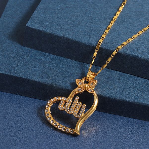 

2019 new arabic women muslim islamic god charm pendant necklace fashion jewelry ramadan gift copper chain necklace, Black