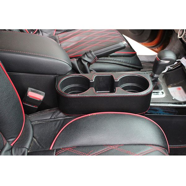 

car vehicle black faux leather beverage bottle water cup holder storage parts
