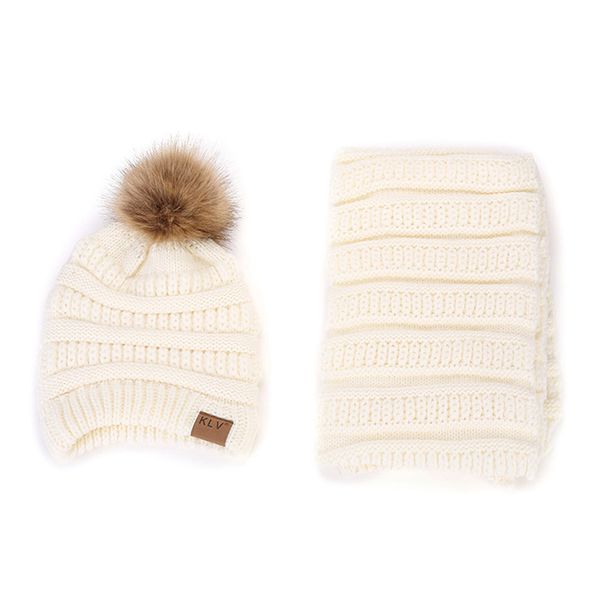 

women autumn winter knitted striped wool beanie hat scarf sets casual warm women warm fur pompom beanies + female scarves, Blue;gray