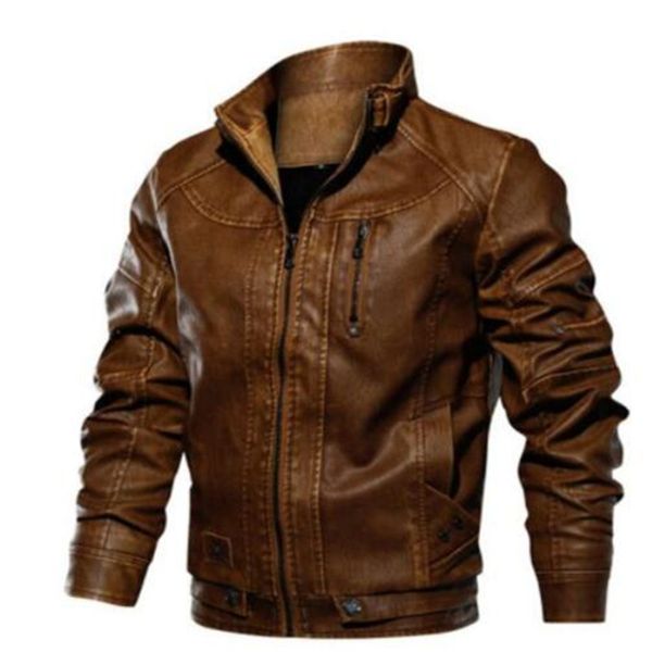 

euro size pu leather jacket men leather standing collar jackets coat mens jacket and coats jaqueta de couro dropshipping, Black
