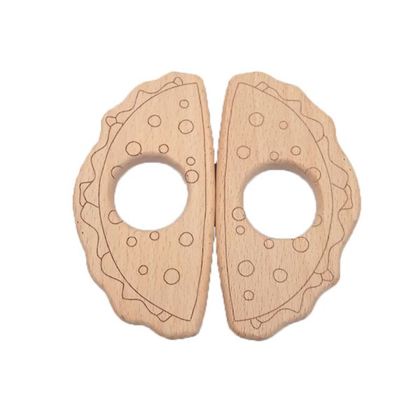 

4шт прекрасный мультфильм pure натурального дерева прорезыватель палатка форма органические экологичные деревянные зубные держатель для корм