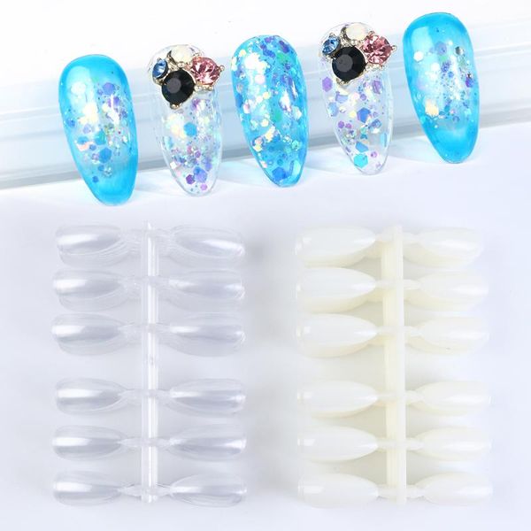 

120pc clear/natural false nail art tips stiletto design acrylic fake nails uv gel polish artificial forms finger manicure tr1030, Red;gold