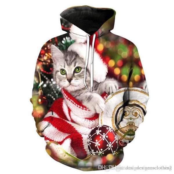 

мужские толстовки с длинным рукавом с капюшоном олень мужские толстовки мужская одежда рождество 3d печать, Black