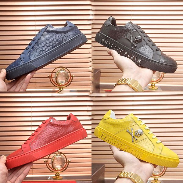 

new high-end men's luxury casual sports shoes fashion brand four seasons design style leather upper platform non-slip loev, Black