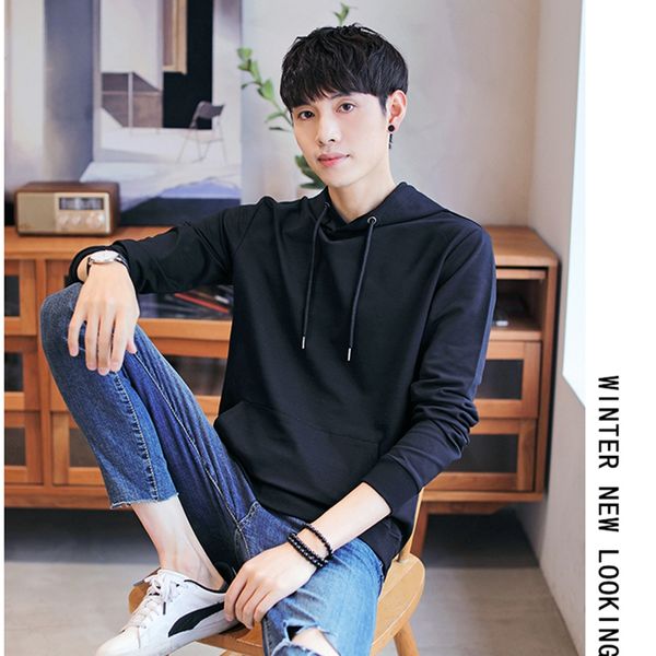 

2019 brand clothing solid color hoodies men harajuku korean fashion hip hop plus size m-3xl homme hooded sweatshirts male, Black