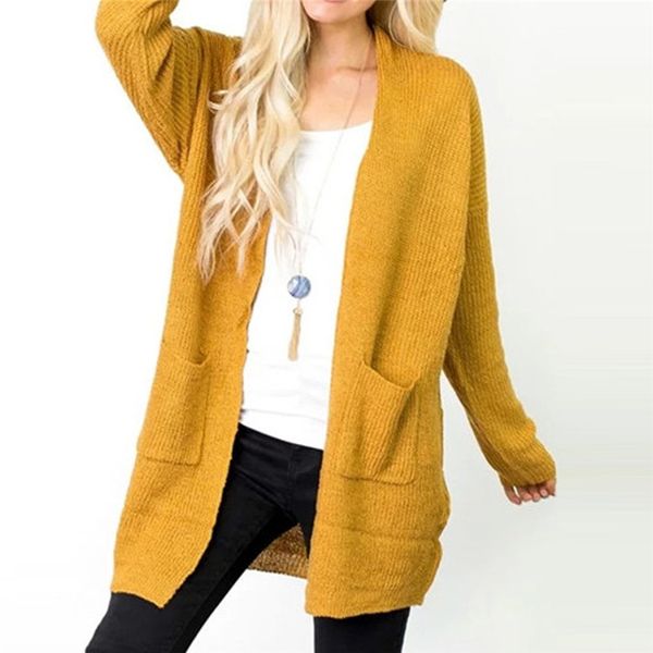 

fashion solid long sleeve sweater women pockets cardigan knitted sweater coat spring autumn winter solid causal #ssa, White;black
